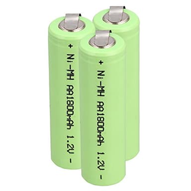 Ni-MH Rechageable Batteries,AA Battery 1.2V 1800 mAh Pre Charged Double A Battery with Solder Tabs for Solar Lights, Police Scanner, Radio, Flashlight, Cordless Phone (Pack of 3)