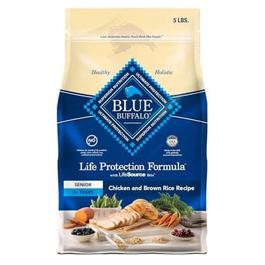 Blue Buffalo Life Protection Formula Senior Dry Dog Food, Supports Joint Health and Mobility, Made with Natural Ingredients, Chicken & Brown Rice Recipe, 5-lb. Bag