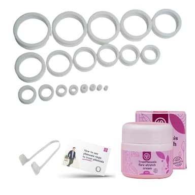 Vajraang Phimosis Stretching Rings Kit, Ring Removal Tool And User Manual | Includes 20 Graduated Rings | Fast Results | No-Side-Effects (With Phimosis Cream)