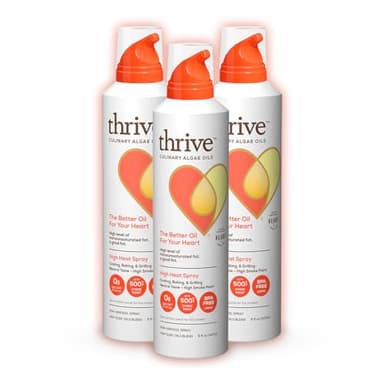 Thrive Cooking Spray – Everyday Algae Oil Culinary Blend High Heat Spray, Heart and Health-Conscious, Rich in Omega-9 Monounsaturated Fat (85%), Low Omega-6, Blended with UltraSun, 5 fl oz, 3 Pack