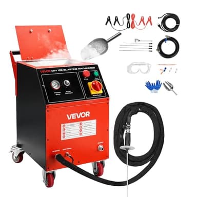 VEVOR Dry Ice Blasting Machine, 11LBS (5KG) Capacity Dry Ice Cleaning Machine with 4 Nozzles, Adjustable Pressure & Dry Ice Amount, Movable Blaster Cleaner for Automotive Ship Aviation Chemical, 120V