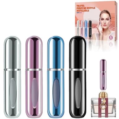 opasyo Portable Mini Refillable Perfume Atomizer Bottle, Travel Size Refillable Perfume Refill Bottle - Perfume Atomizer Refillables, Scent Pump Case, 4 Pcs Pack of 5 ml Small Perfume Spray