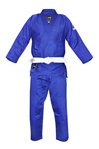 FUJI Single Weave Judo Gi Uniform With Size 0 White Belt - Kids & Adults Cotton Training Gi for Judo, Size 0, Blue