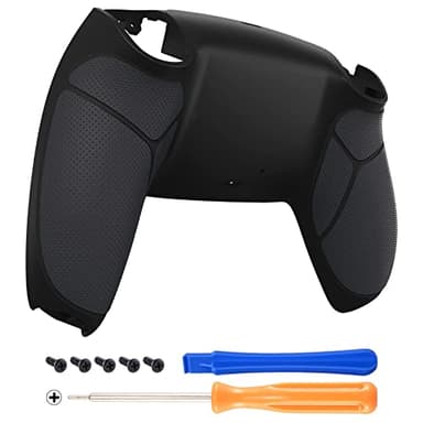 eXtremeRate Black Performance Rubberized Grip Custom Back Plate Bottom Shell Compatible with ps5 Controller, Replacement Back Shell Cover Compatible with ps5 Controller