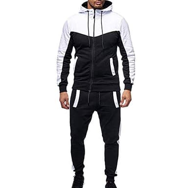 Marine Royal Track Suits for Men Set Full Zip Sweatsuit Outdoor Jogging Men Tracksuits (M, White)
