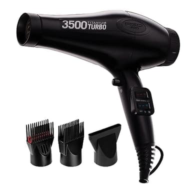 Red Pro Hair Dryer 3500W Turbo Titanium Blow Dryer with Detangler Comb, Fast Dry Smooth Hair, Multi Setting, Cool Shoot Button, Professional Salon Dryer