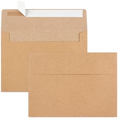 50 Pack Brown Kraft Envelopes, 5x7 Envelopes for Invitations, A7 Invitation Envelopes for Personalize Gift Cards, Wedding, Baby Shower, Birthday Party