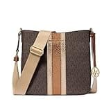 Michael Kors Jet Set Travel Small Signature Logo and Metallic Messenger Bag (Brown)