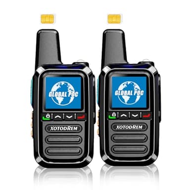 Global Lifetime Free Walkie Talkies Unlimited Range 4G LTE PoC(Push-to-Talk Over Cellular) Radios Nationwide PTT Two Way Radios Long Distance for Family, Logistics, Company 2pcs with sim Card