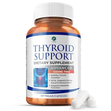 1 Body Thyroid Support Supplement for Women – Iodine Free Formula with Selenium, Zinc & Ashwagandha – Supports Energy, Metabolism & Hormone Balance – 60 Count (Pack of 1)