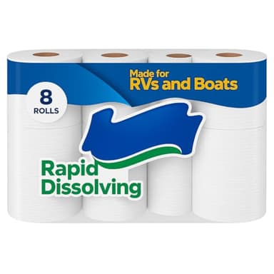 Bayfalcon LLC Rapid-Dissolve Toilet Paper for RVs, Boats & Campers | 8 Double Rolls | Septic Safe, Biodegradable, Ultra-Soft, Quick-Breakdown Tissue