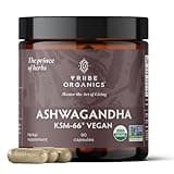 TRIBE ORGANICS Vegan Ashwagandha KSM 66 Pure Organic Root Powder Extract Ayurvedic Supplement - Focus Mood Support Increase Energy Strength 600mg of Natural KSM66 for Superior Absorption - 90 Capsules