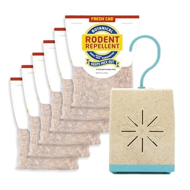 EarthKind Fresh Cab Rodent Repellent & Pouch Pod - Botanical Rodent & Mouse Repellent - Made with Plant Fibers & Essential Oils - Pest Repellent - 6-Pack Plus 1 Pouch Pod