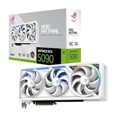 ASUS ROG Astral GeForce RTX 5090 White OC Edition Graphics Card, NVIDIA (PCIe 5.0, 32GB GDDR7, HDMI/DP 2.1, 3.8-Slot, 4-Fan Design, Axial Fans, Patented Vapor Chamber, Phase-Change GPU Thermal Pad)