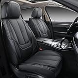 Coverado Car Seat Covers Full Set, Seat Covers for Cars, Black Car Seat Cover, Car Seat Protector Waterproof, Nappa Leather Car Seat Cushion, Car Seat Covers Front Seats and Back Fit for Most Cars