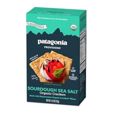 Patagonia Provisions Organic Sourdough Sea Salt Crackers – 3g Plant Protein Per Serving – Made with Wheat Flour & Sea Salt – Non-GMO, No Added Sugar - Crispy & Crunchy