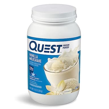 Quest Nutrition Vanilla Milkshake Protein Powder, 24g of Protein, 1g of Sugar, Low Carb, Gluten Free, 3 Pound, 43 Servings