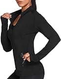 PINSPARK Women Workout Jacket Warm Up Jackets Running Zipper Track Tops Flim Fit Breathable Activewear Black S