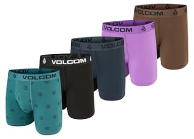 Volcom Mens Boxer Briefs-Cotton Stretch Ultra Soft Fly-Front Boxer Briefs Underwear (Teal/Black/Navy/Purple/Brown, Medium)