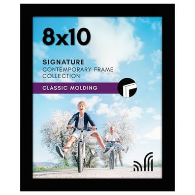 Americanflat 8x10 Picture Frame with Shatter-Resistant Glass - Signature Collection - Gallery-Style Frames Made of Engineered Wood - Photo Frame for Tabletop and Wall Display - Black
