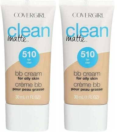 COVERGIRL Clean Matte BB Cream For Oily Skin, Fair 510, (Packaging May Vary) Water-Based Oil-Free Matte Finish BB Cream, 1 Fl Oz (1 Count) (Pack of 2)