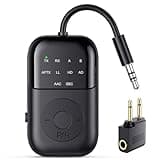 Bluetooth Transmitter Receiver, 2-in-1 Bluetooth 5.4 Adapter for TV, Airplane, Gym Equipment, Cars, PC, Supports to 2 Wireless Headphones, Cell Phones, Wireless Receiver for Car, Home Stereo- Black