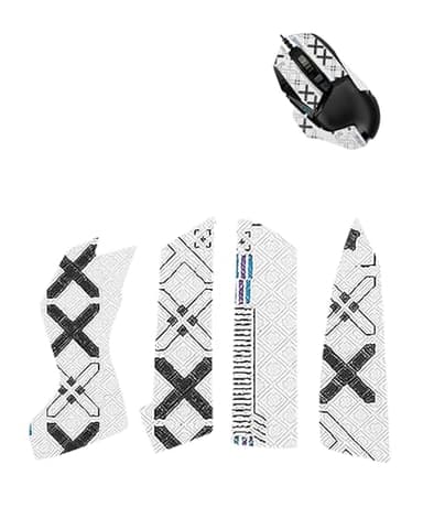 WUNIAK Anti-Slip Grip Tape for Logitech G502 Wired/ G502 Wireless Mouse,Ultra-Thin Sweat-Absorbing Mouse Skin Sticker Set, Washable Reusable Non-Slip Grip for Esports Gaming Control,White Printed