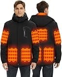 Hecusma Heated Jackets for Men with 18400mAh 12V Battery Pack Included, Mens Heated Jacket with Fur Lining, Waterproof Ski Jacket