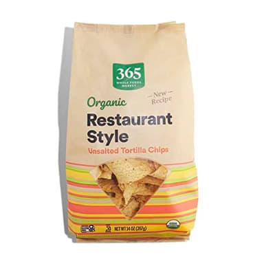 365 by Whole Foods Market, Organic Restaurant Style White Corn Tortilla Chips Unsalted, 14 Ounce
