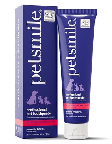 Petsmile Professional Pet Toothpaste for Cats & Dogs - Only VOHC Accepted Toothpaste - Clinically Proven to Control Plaque & Tartar Calprox Formula (Rotisserie Chicken, 4.2 Oz)