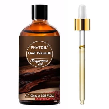 PHATOIL 3.38FL.OZ Oud Warmth Fragrance Oils for Aromatherapy, Essential Oils for Diffusers for Home, Perfect for Diffuser, Yoga, Skin Care, DIY Candle and Soap Making - 100ml