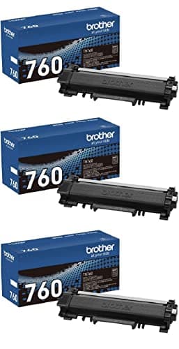 Brother Genuine TN760 3-Pack High Yield Black Toner Cartridge with approximately 3,000 page yield/cartridge