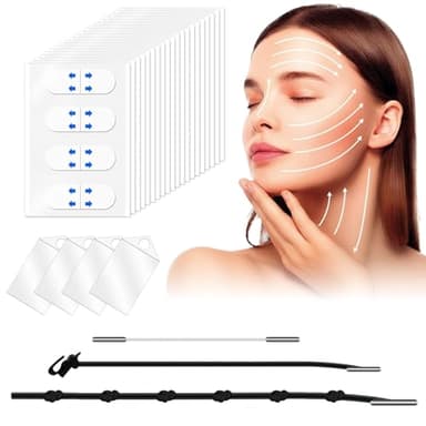 ANTIVP 160PCS Face Lift Tape Invisible Face Tape Neck Lift Tape Lifting Instantly With String, Anti Wrinkle Facial Patches V-Shaped for Facial Wrinkles, for Dounle Chin Forehead Skin (Transparent)