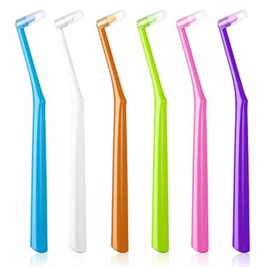 Fregum End Tuft Toothbrush for Orthodontic, Soft Bristles Angled Toothbrush for Braces, Implants, Retainers, Back Teeth, and Wisdom Teeth, 6 Pcs