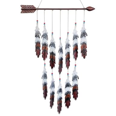 VinSees Metal Arrow & Feather Wall Art, Native American Indian Style Decor, Arrow Western Decor, Wind Chime Pendants, Thanksgiving Gift, American Indian Decoration