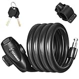 Titanker Bike Lock, Bike Lock Cable 4 Feet Coiled Secure Bicycle Lock with Keys Scooter Lock Bike Locks 1/2 Inch Thick Heavy Duty Anti Theft Bike Cable Lock with Mounting Bracket