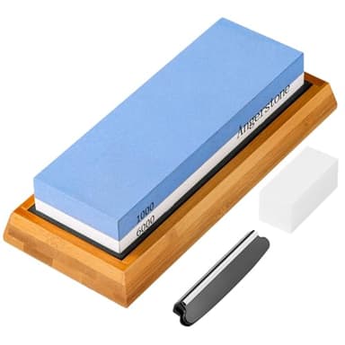 Angerstone Premium Knife Sharpening Stone–Whetstone 1000/6000 Grit, Whetstone Knife Sharpener with NonSlip Base, Best Wet Stone Sharpening Kit, Angle Guide