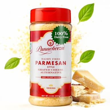 Panacheeza Plant-Based Grated Parmesan Cheese – Dairy-Free Vegan Cheese with Cashews, Nutritional Yeast, Garlic Powder, Himalayan Pink Salt & Apple Cider Vinegar – for Pastas, Pizzas & Toppings – 8oz