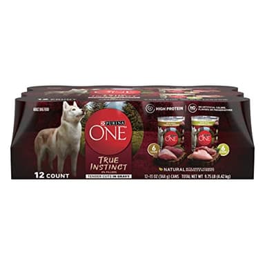 Purina ONE True Instinct Tender Cuts in Gravy With Real Turkey and Venison, and With Real Chicken and Duck High Protein Wet Dog Food Variety Pack - (Pack of 12) 13 oz. Cans