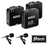 Rode Wireless GO (Gen 3) 2-Person Compact Digital Wireless Microphone Recorder Black Bundle with Grade Lavalier Lapel Microphone (2 Pack), Kellards Cleaning Cloth