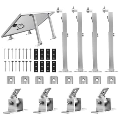 Adjustable Solar Panel Tilt Mount Brackets - Aluminum Alloy Mounting Brackets Support to 100 150 200 300 Watt Solar Panel for RV, Trailer, Boat, Yacht, Roof, Wall and Off-Grid(2 Sets-4 PCS)