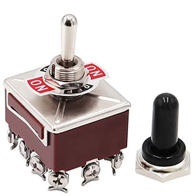 mxuteuk Heavy Duty Rocker Toggle Switch 3 Position 4PDT 12 Terminal ON/Off/ON 15A 250V 10A 380V Toggle Switches with Metal Knob Cover Cap Waterproof TEN-403