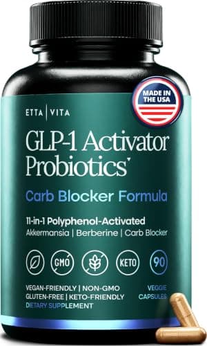 GLP-1 Activator Probiotic Carb Blocker Supplement for Weight Loss, Gut Health, Energy & Metabolic Support – Akkermansia, Berberine, Gymnema, Resveratrol, EGCG & Hops – Appetite Control for Women & Men