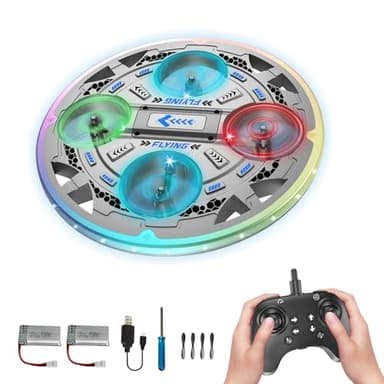 RC UFO Airplane for Kids and Beginners, 2.4GHz Drone Remote Control UFO Plane with 360° Flip, Auto Hovering and 2 Batteries (Blue)