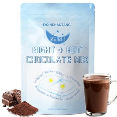 Mushroom Hot Chocolate | 26 in 1 Nighttime Superfood Blend with 14 Mushrooms, Magnesium Hot Cocoa, Ashwagandha, GABA & L-Theanine | Sleep Aid, Calm Support | Cacao Powder | Vegan, Gluten-Free | 8.5 Oz