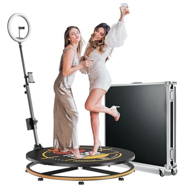 MWE 360 Photo Booth Machine with Flight Case,APP Remote Control Automatic Slow Motion 360 Spin Camera Booth for 1-3 People (27in)