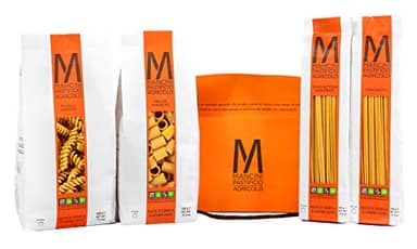 Mancini Pastificio Agricolo Pasta Mancini Handy Mini Gift Box - Includes Mezze Maniche,Fusilli Lunghi,Spaghetti and Spaghettoni Quadrati