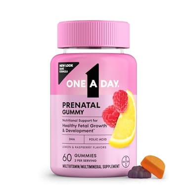 One A Day Prenatal Vitamins for Women Gummies- Pregnancy Vitamins for Women with Folic Acid, DHA, Iodine, Prenatal Gummies, Iron-Free, 60 Ct