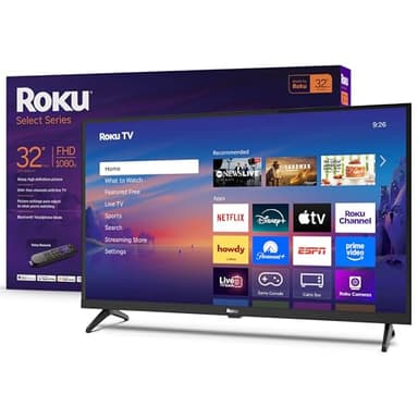 Roku Smart TV 2025 – 32-Inch Select Series, 1080p Full HD TV – Roku TV with Voice Remote – Flat Screen LED Television with Wi-Fi for Streaming Live Local News, Sports, Family Entertainment