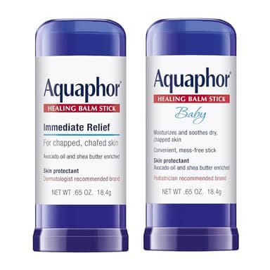 Aquaphor Skin Care Set with Avocado Oil and Shea Butter, Healing Balm Stick (0.65 Oz) + Baby Healing Balm Stick (0.65 Oz), Hypoallergenic and Soothes Dry, Chapped Skin